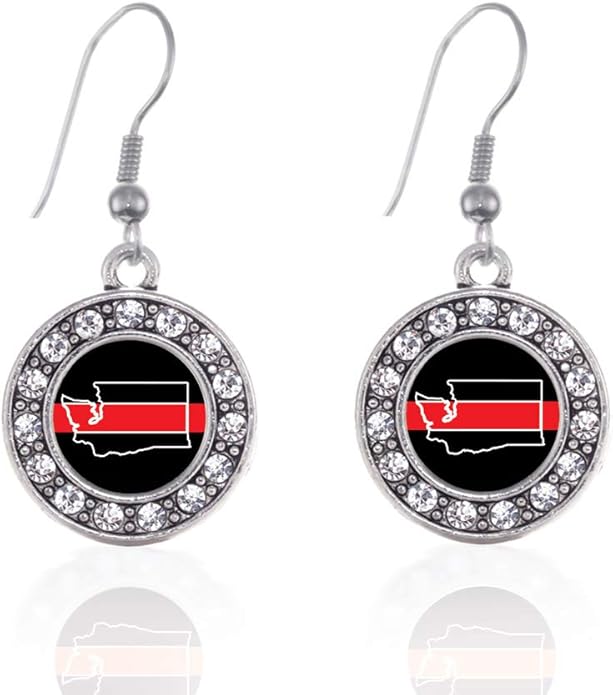 Inspired Silver - Silver Circle Charm French Hook Drop Earrings with Cubic Zirconia Jewelry
