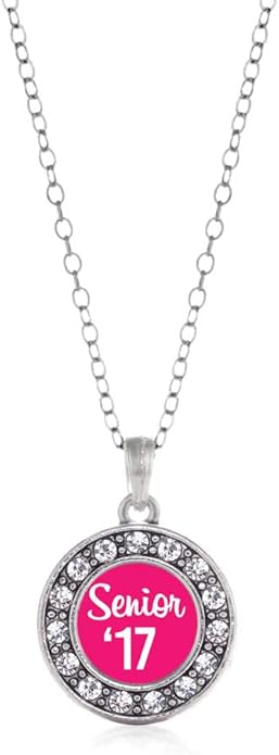 Inspired Silver - Silver Circle Charm 18 Inch Necklace with Cubic Zirconia Jewelry