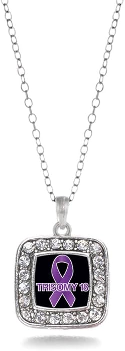 Inspired Silver - Silver Square Charm 18 Inch Necklace with Cubic Zirconia Jewelry
