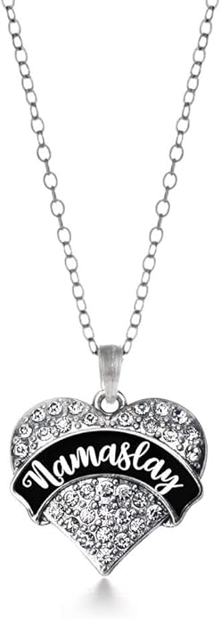 Inspired Silver - Silver Pave Heart Charm 18 Inch Necklace with Cubic Zirconia Jewelry