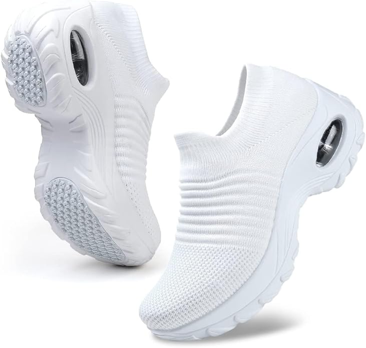 HKR Women's Walking Shoes Arch Support Non Slip Work Shoes Breathable Knit Upper Lightweight for Plantar Fasciitis