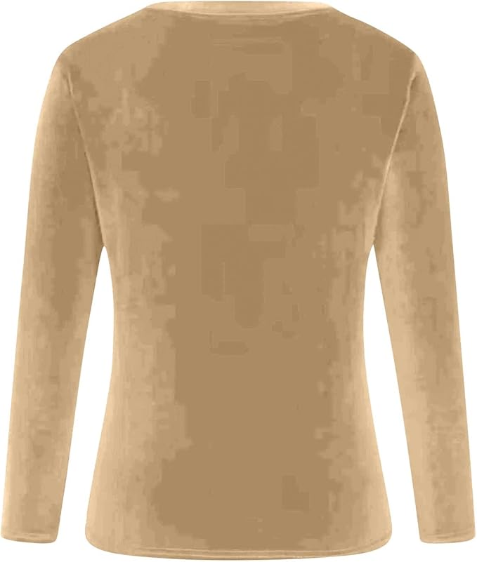 Velvet Tops for Women Dressy Casual V Neck Shirts Loose Fit Vintage Long Sleeve Velour Blouse Solid Holiday Party Outfits