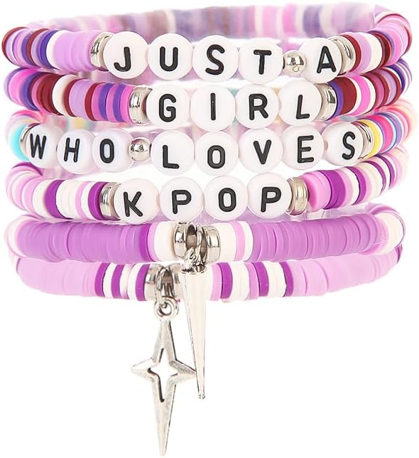 Byqone 6Pcs K-pop Merch Bracelet for Teen Girls Women, Music Gifts for K-pop Fans, Kpop Bracelet Gifts for Girls Birthday Party Decorations Friendship BFF Gifts for Fans Decor