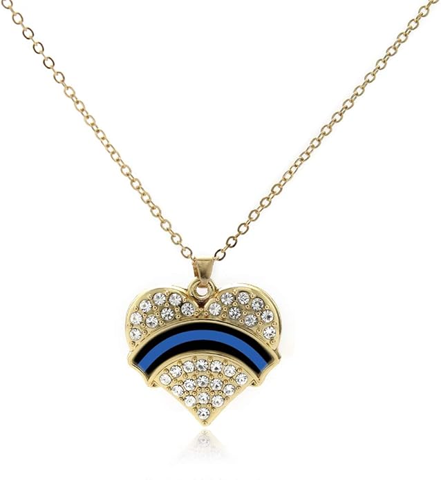 Inspired Silver - Gold Pave Heart Charm 18 Inch Necklace with Cubic Zirconia Jewelry