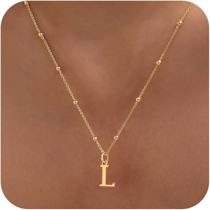 MDIEEL Initial Necklaces for Women Dainty 14k Gold Plated A-Z Letter Pendant Name Necklaces Cute Charm Choker Fashion Accessories Non Tarnish Trendy Jewelry Gift