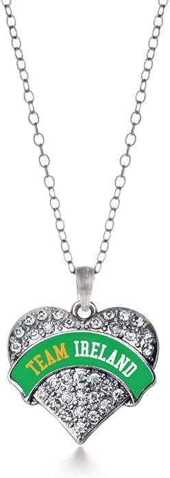 Inspired Silver - Silver Pave Heart Charm 18 Inch Necklace with Cubic Zirconia Jewelry