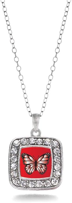 Inspired Silver - Silver Square Charm 18 Inch Necklace with Cubic Zirconia Jewelry