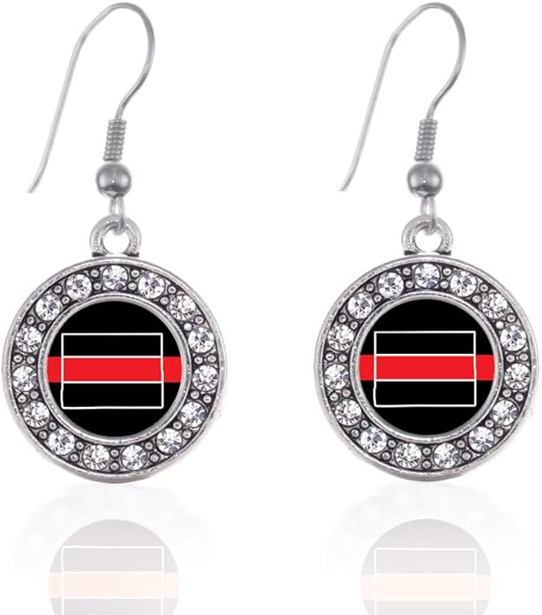 Inspired Silver - Silver Circle Charm French Hook Drop Earrings with Cubic Zirconia Jewelry
