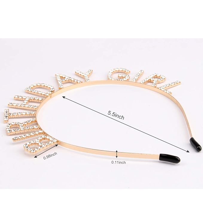 AOPRIE Birthday Girl Crown for Women with Flower Sash Gold Happy Birthday Tiara for Women Headband Princess Crown Rhinestone Accessories