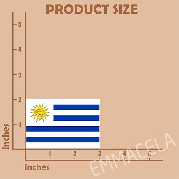 (3PCS) Uruquay Flag stickers, Countries Flag Stickers - Waterproof Vinyl Decals For Laptops, Tumblers, Water Bottles, Books, Scrapbooks, Size 3 x 2 Inch
