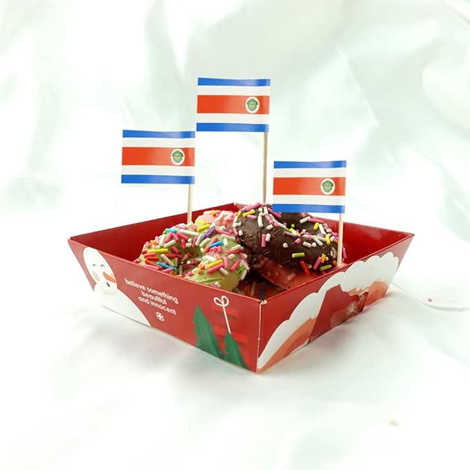 Costa Rica Flag Costa Rican Flag, Small Mini Costa Rican Toothpick Flags for Food, Cupcakes, Cocktails, Appetizers, Bar Party Decorations