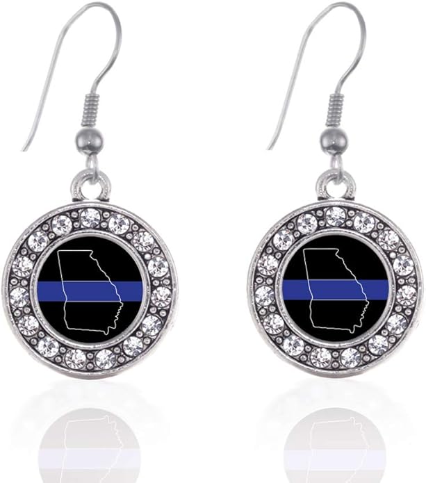 Inspired Silver - Silver Circle Charm French Hook Drop Earrings with Cubic Zirconia Jewelry