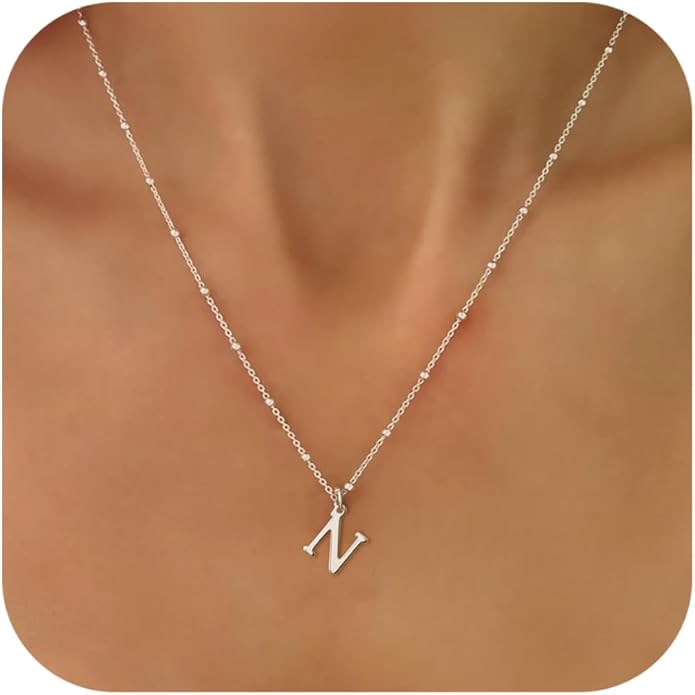 MDIEEL Initial Necklaces for Women Dainty 14k Gold Plated A-Z Letter Pendant Name Necklaces Cute Charm Choker Fashion Accessories Non Tarnish Trendy Jewelry Gift
