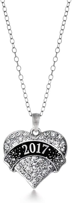 Inspired Silver - Silver Pave Heart Charm 18 Inch Necklace with Cubic Zirconia Jewelry