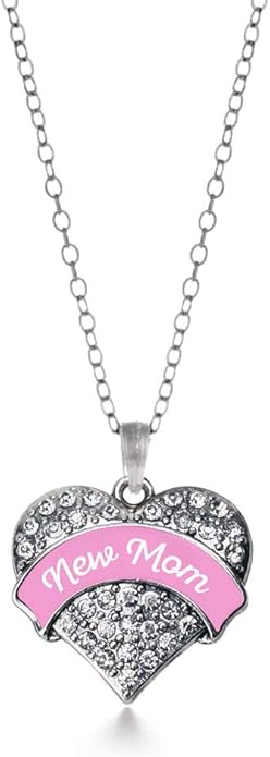 Inspired Silver - Silver Pave Heart Charm 18 Inch Necklace with Cubic Zirconia Jewelry