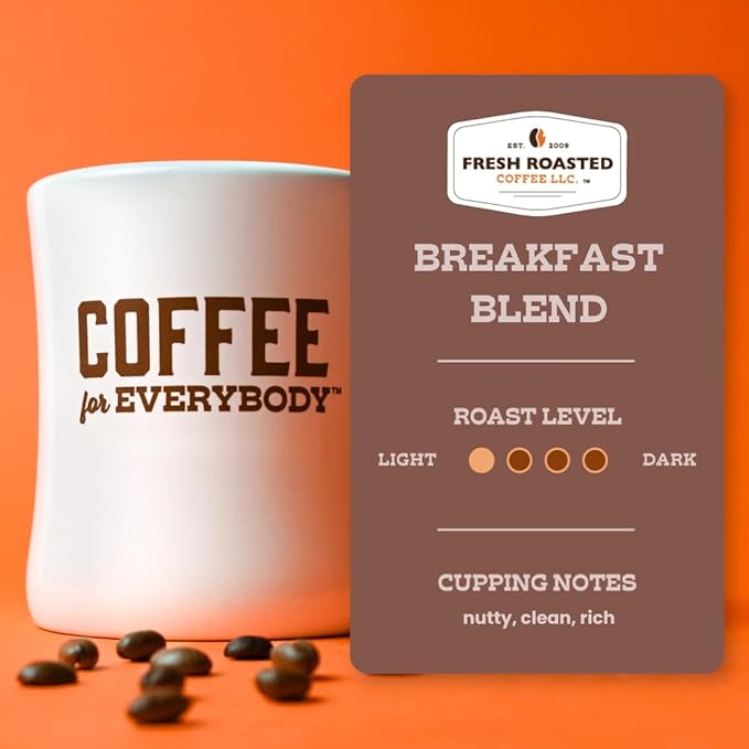 Fresh Roasted Coffee, Breakfast Blend, Light Roast, 24 Pods for K Cup Brewers