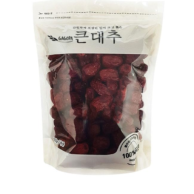 GAGOPA Dried Jujube Fruit – 100% Korean Red Dates, Naturally Sweet Flavor, Caffeine-Free Herbal Infusion, Great for Tea, Soups & Samgyetang, 500g Bulk Pack