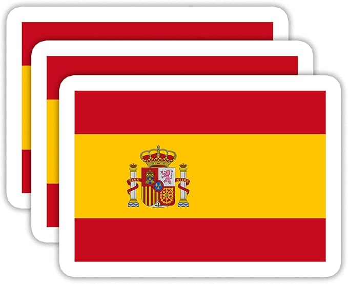 (3PCS) Spain Flag stickers, Countries Flag Stickers - Waterproof Vinyl Decals For Laptops, Tumblers, Water Bottles, Books, Scrapbooks, Size 3 x 2.2 Inch