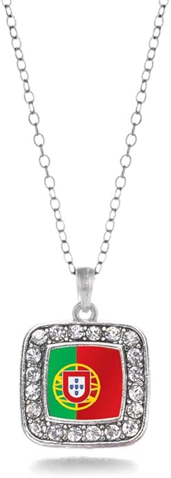 Inspired Silver - Silver Square Charm 18 Inch Necklace with Cubic Zirconia Jewelry