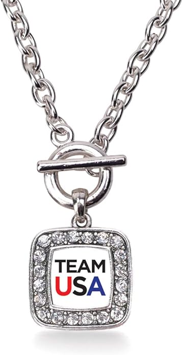 Inspired Silver - Silver Square Charm 18 Inch Necklace with Cubic Zirconia Jewelry