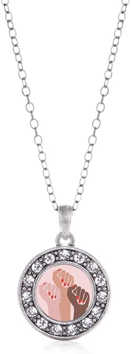 Inspired Silver - Silver Circle Charm 18 Inch Necklace with Cubic Zirconia Jewelry