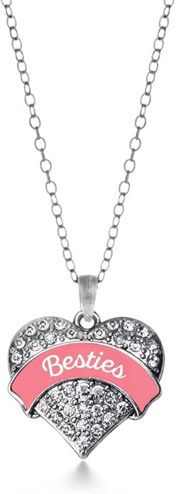 Inspired Silver - Silver Pave Heart Charm 18 Inch Necklace with Cubic Zirconia Jewelry