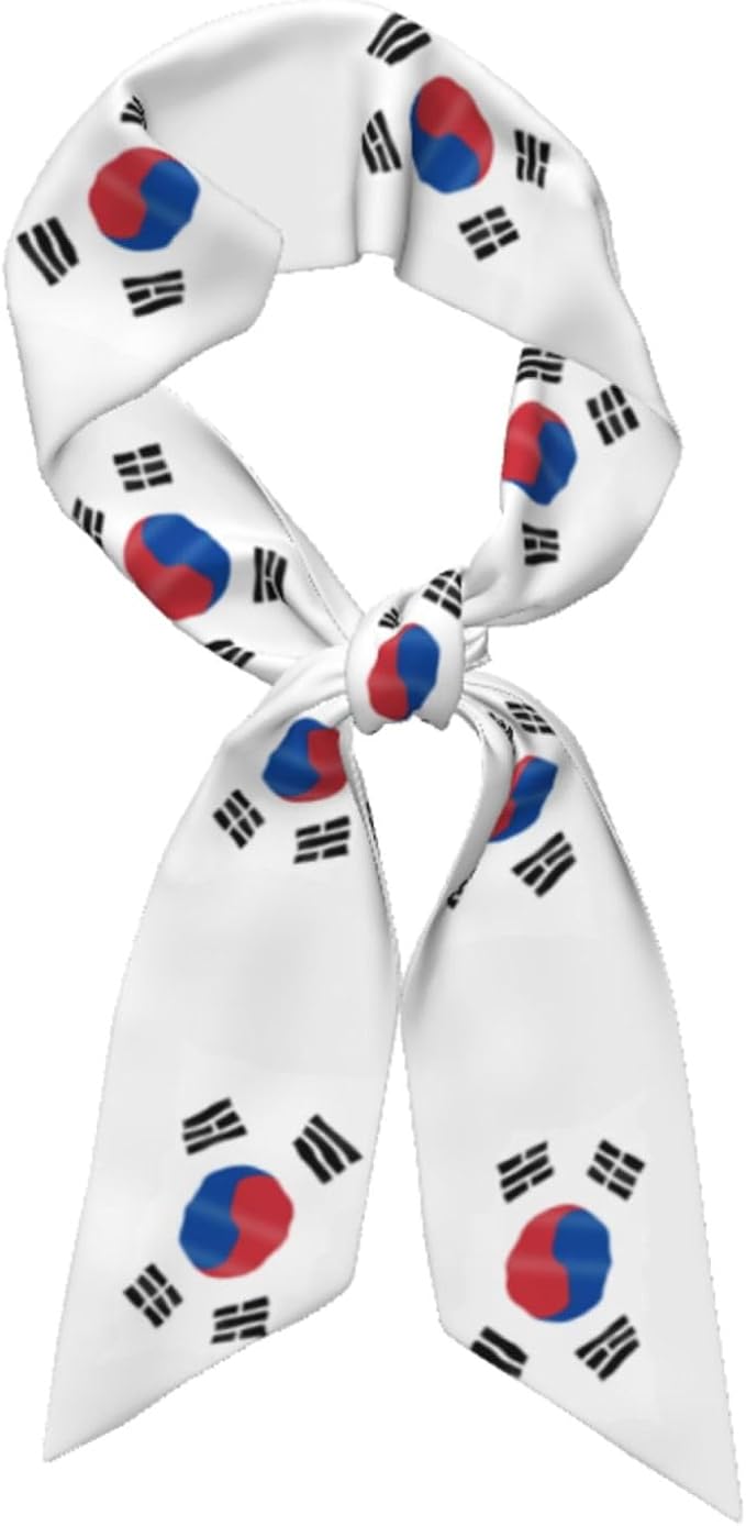 Flag of South Korea Women'S Luxury Satin Silk Scarf for Hair Neck Purse - Soft Lightweight Sun Protection Bandana Accessory with Glossy Finish for Summer Handbag Decoration