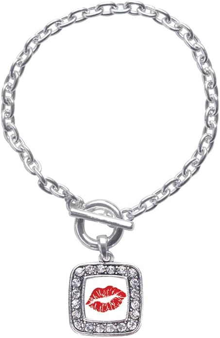 Inspired Silver - Silver Square Charm Toggle Bracelet with Cubic Zirconia Jewelry