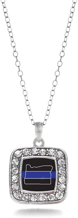 Inspired Silver - Silver Square Charm 18 Inch Necklace with Cubic Zirconia Jewelry