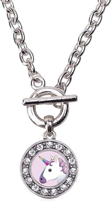 Inspired Silver - Silver Circle Charm 18 Inch Necklace with Cubic Zirconia Jewelry