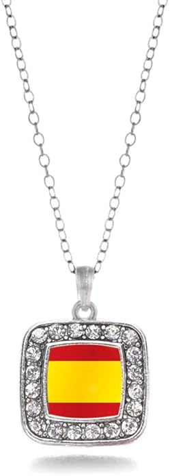 Inspired Silver - Silver Square Charm 18 Inch Necklace with Cubic Zirconia Jewelry