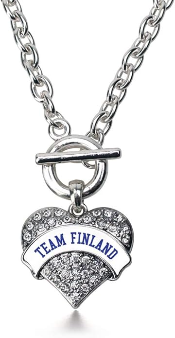 Inspired Silver - Silver Pave Heart Charm 18 Inch Necklace with Cubic Zirconia Jewelry