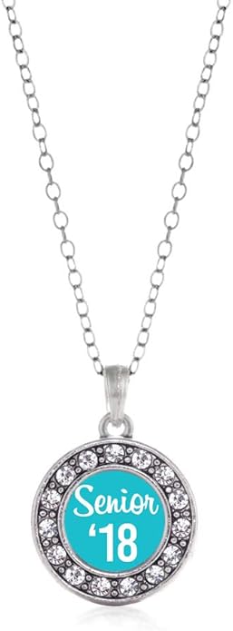Inspired Silver - Silver Circle Charm 18 Inch Necklace with Cubic Zirconia Jewelry