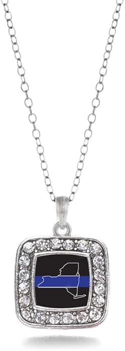 Inspired Silver - Silver Square Charm 18 Inch Necklace with Cubic Zirconia Jewelry