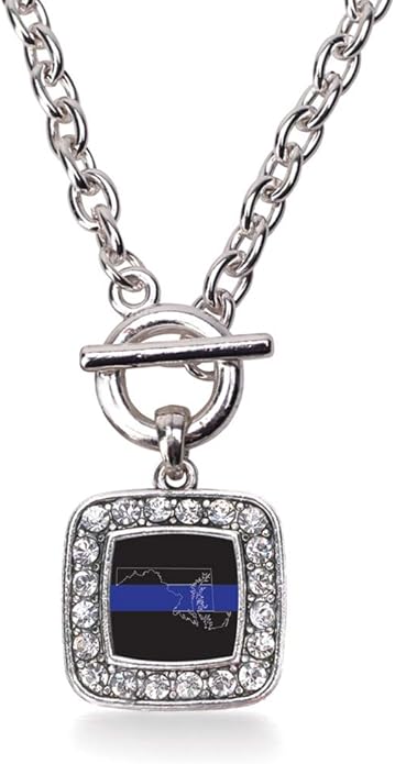 Inspired Silver - Silver Square Charm 18 Inch Necklace with Cubic Zirconia Jewelry