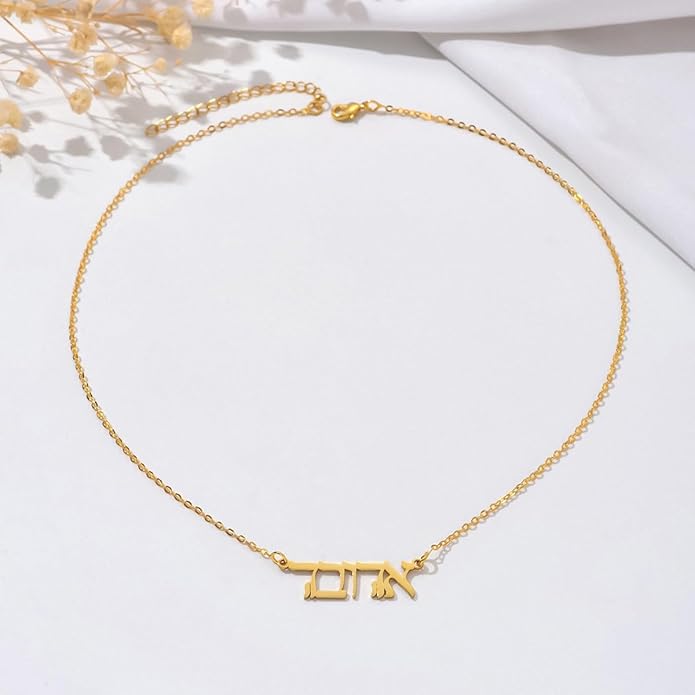 Unisota Personalized Name Necklace in 9 Diferent Languages Custom English Chinese Arabic Greek Hebrew Japanese Korean Russian Hindi Name Pendant Necklace Jewelry Gifts for Women Wife Mom