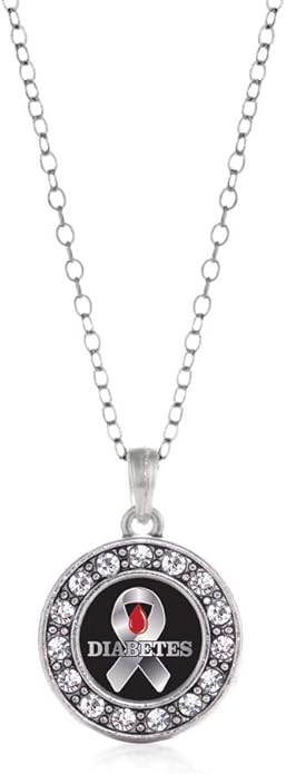 Inspired Silver - Silver Circle Charm 18 Inch Necklace with Cubic Zirconia Jewelry