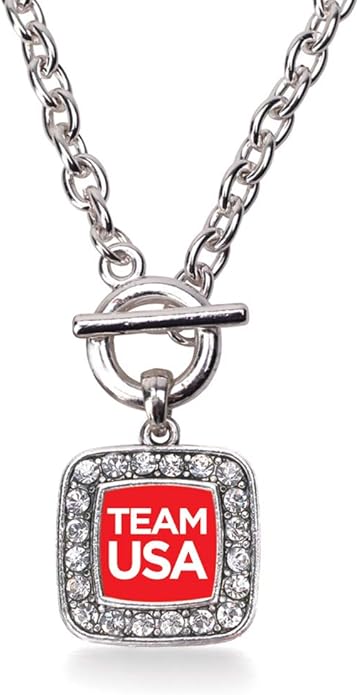 Inspired Silver - Silver Square Charm 18 Inch Necklace with Cubic Zirconia Jewelry
