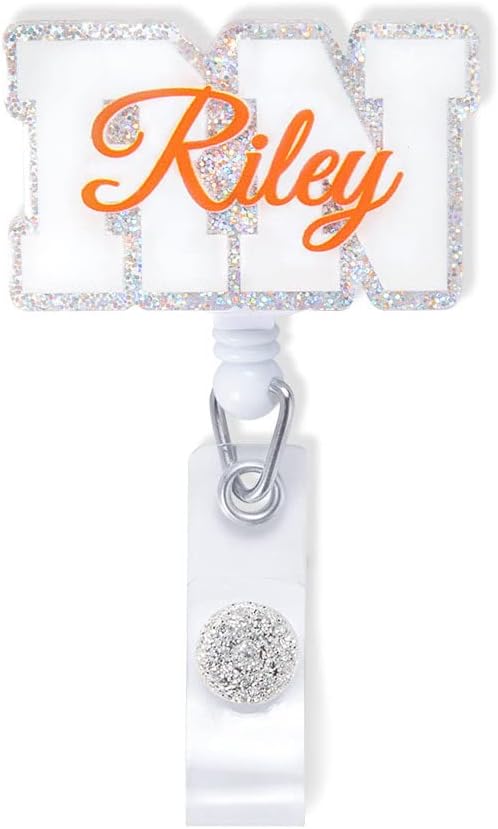 Custom Retractable Cute Name PA LAB LPN TECH MD RMA BSN EMT CNA LVN RN ID Badge Reels Holder for Nurse Coworkers Employee Hospital Doctor