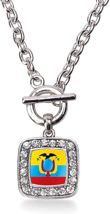 Inspired Silver - Silver Square Charm 18 Inch Necklace with Cubic Zirconia Jewelry