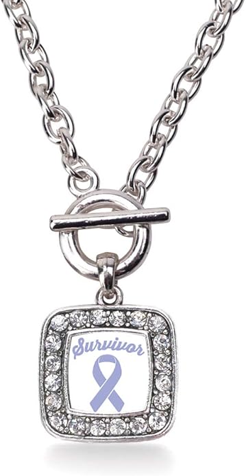 Inspired Silver - Silver Square Charm 18 Inch Necklace with Cubic Zirconia Jewelry