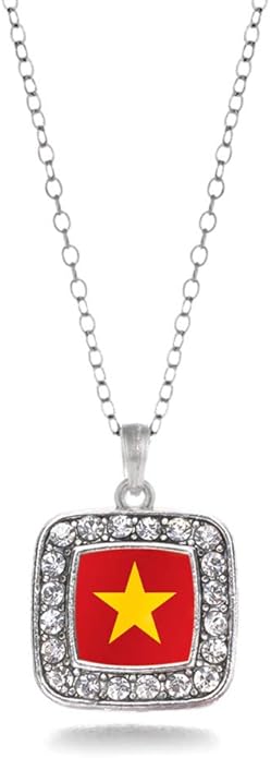 Inspired Silver - Silver Square Charm 18 Inch Necklace with Cubic Zirconia Jewelry