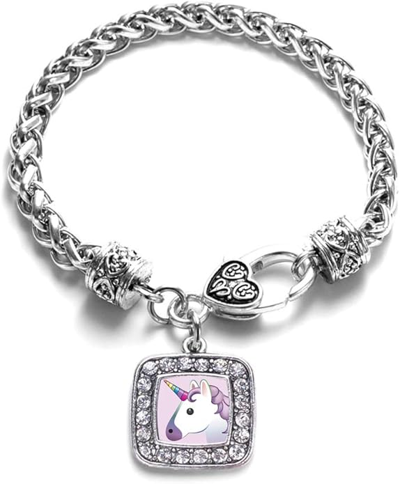 Inspired Silver - Silver Square Charm Bracelet with Cubic Zirconia Jewelry