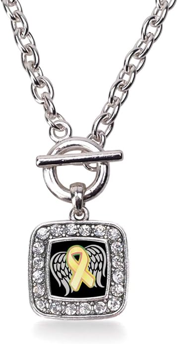 Inspired Silver - Silver Square Charm Toggle Bracelet with Cubic Zirconia Jewelry
