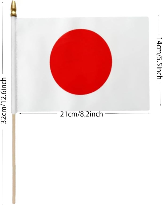 GSYLPFT 12 Pack Japan Flags on Sticks Japanese Small Mini Hand Held Flags for Office Classroom Holiday Party Decorations