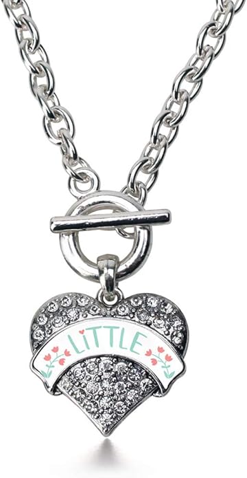 Inspired Silver - Silver Pave Heart Charm 18 Inch Necklace with Cubic Zirconia Jewelry