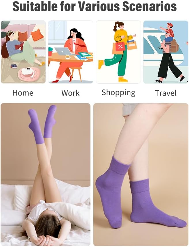FGZ Women Thin Cotton Socks Soft Cozy Socks Cute Ankle Crew Socks 5 Pairs