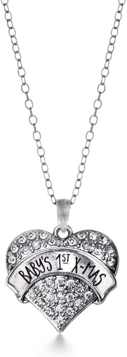 Inspired Silver - Silver Pave Heart Charm 18 Inch Necklace with Cubic Zirconia Jewelry