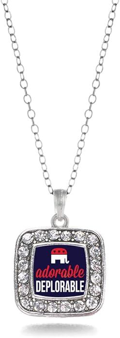 Inspired Silver - Silver Square Charm 18 Inch Necklace with Cubic Zirconia Jewelry