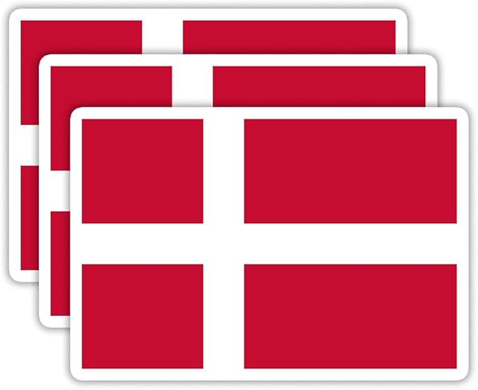 (3PCS) Denmark Flag stickers, Countries Flag Stickers - Waterproof Vinyl Decals For Laptops, Tumblers, Water Bottles, Books, Scrapbooks, Size 3 x 2 Inch